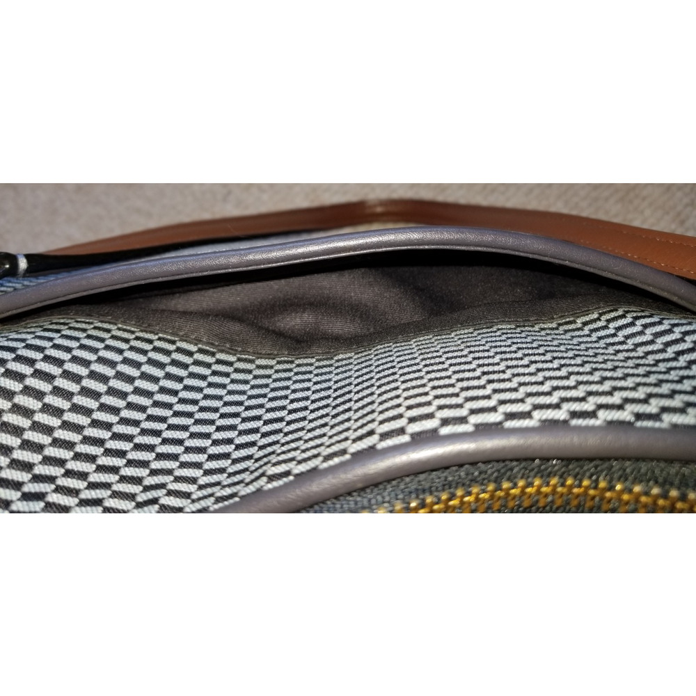 Womens Purse-COACH-'Midnight Blue' Leather 'Ava Tote' w/ Jacquard Legacy Print - Picture 6 of 9